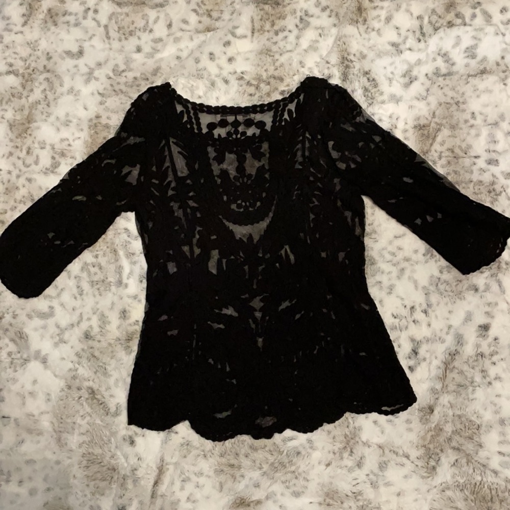 American Ragcie Black Lace Blouse - Picture 3 of 7